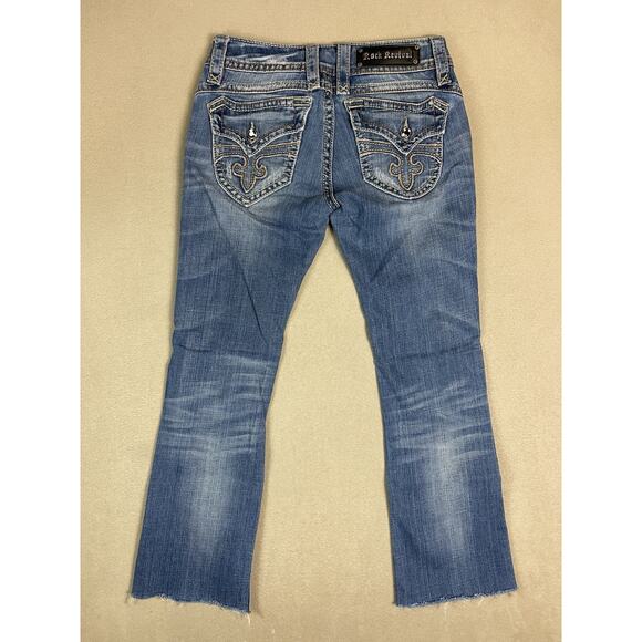 Rock Revival Jeans Womens 27 Blue Patti Boot Low Rise Cut Off Raw Hem Denim - Picture 15 of 16